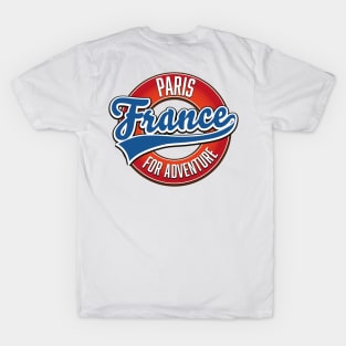 Paris France "For Adventure" vintage style logo T-Shirt